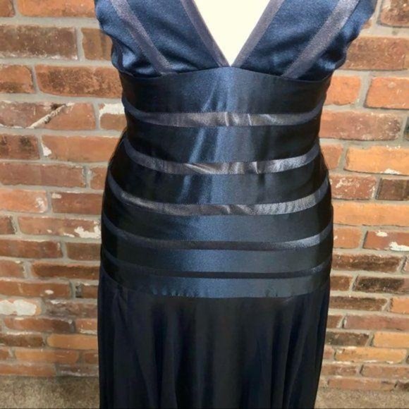 BCBGMAXAZRIA Black Tie Neck High Low Dress Size 2 - Picture 3 of 7